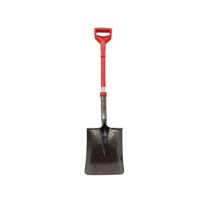 Pala cuadrada con mango rojo de plástico tipo D, herramienta de jardinería y construcción para excavación.