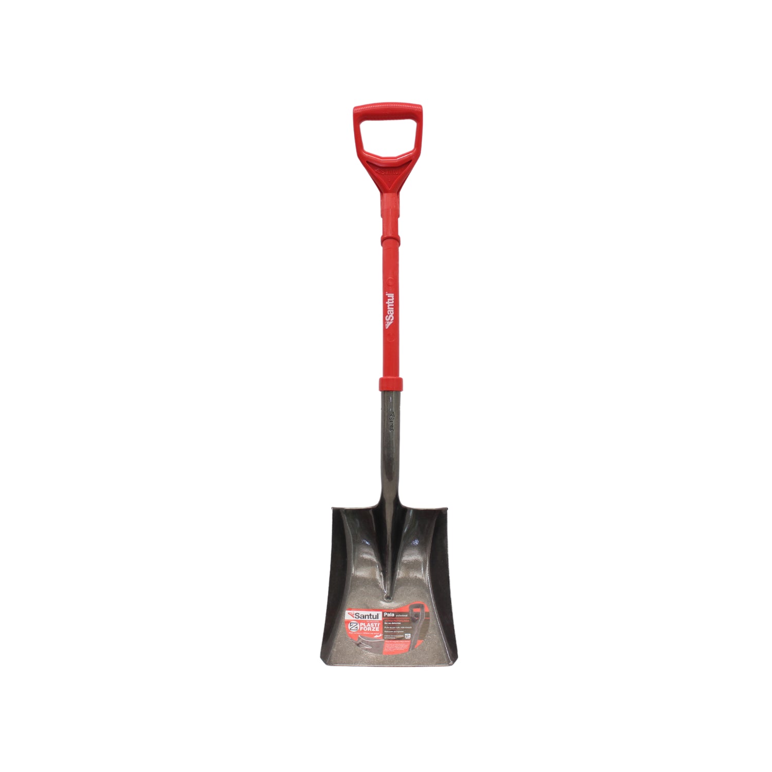 Pala cuadrada Santul con mango D-grip rojo plastiforce, para construcción y jardinería