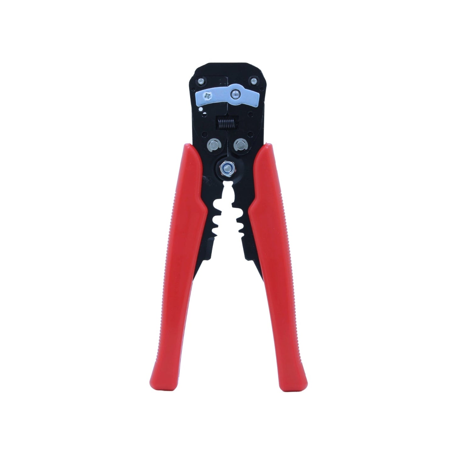 Pinza pelacables automática con mangos ergonómicos rojos para cortar y pelar cables eléctricos