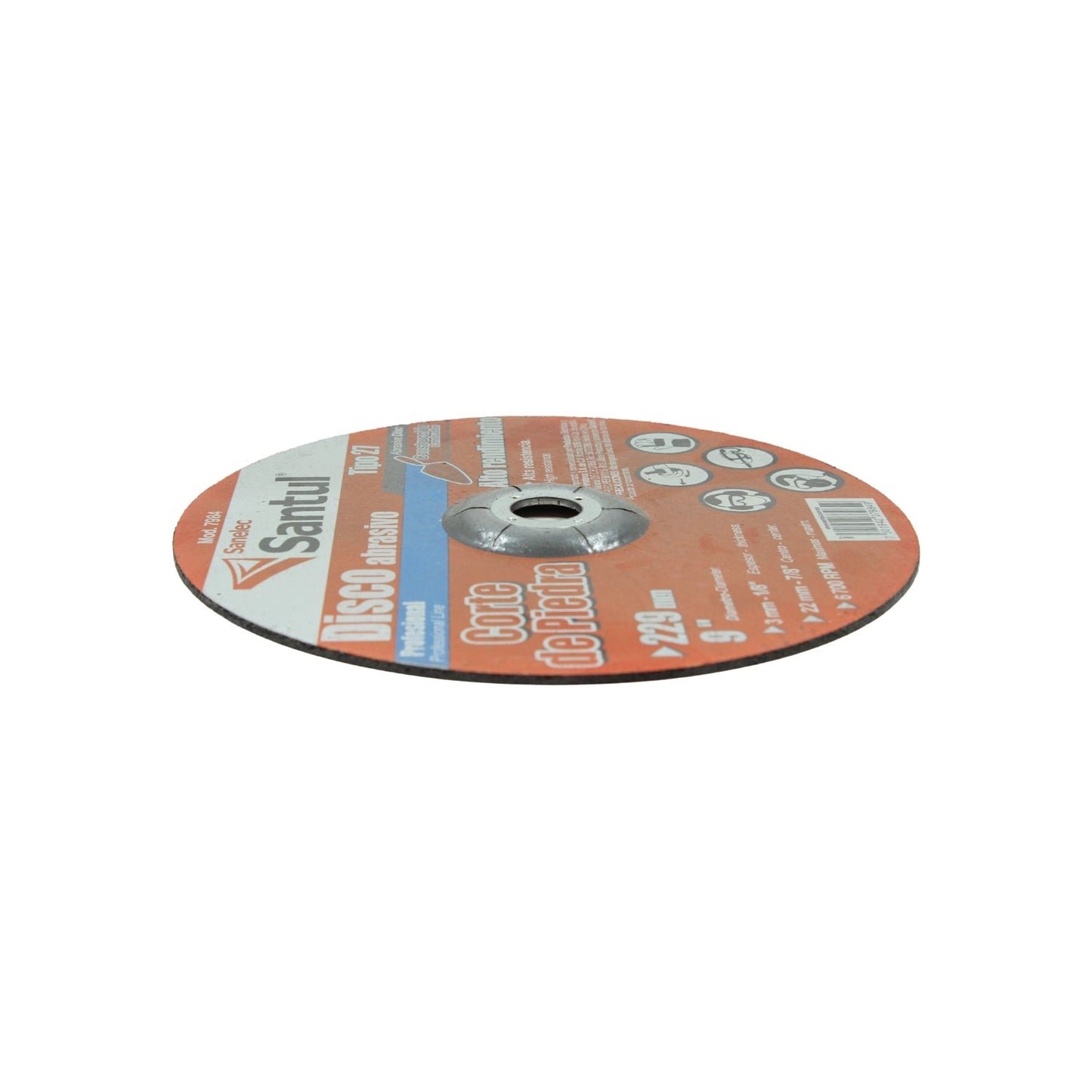 Disco abrasivo Santul 9" (229mm) para corte de piedra, alta resistencia profesional, tipo 27