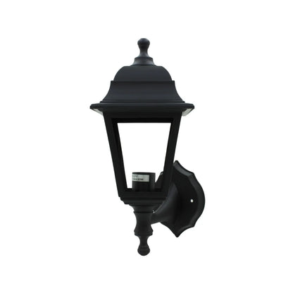 Cuerpo y brazo polipropileno.,Portalampara tereftalato de polibutileno.,Vidrio transparente (4 mm de espesor).,Uso exterior.,350 mm,60 W,127 V,60 Hz,500 mA,Base E27,Certificado bajo la NOM-003-SCFI-2014; NMX-J-307-ANCE-2017,Se puede dar sentido a la direccion de la luz girando el farol (arriba/abajo).,No instalar en lugares húmedos y proteger de la lluvia.,No incluye foco.
