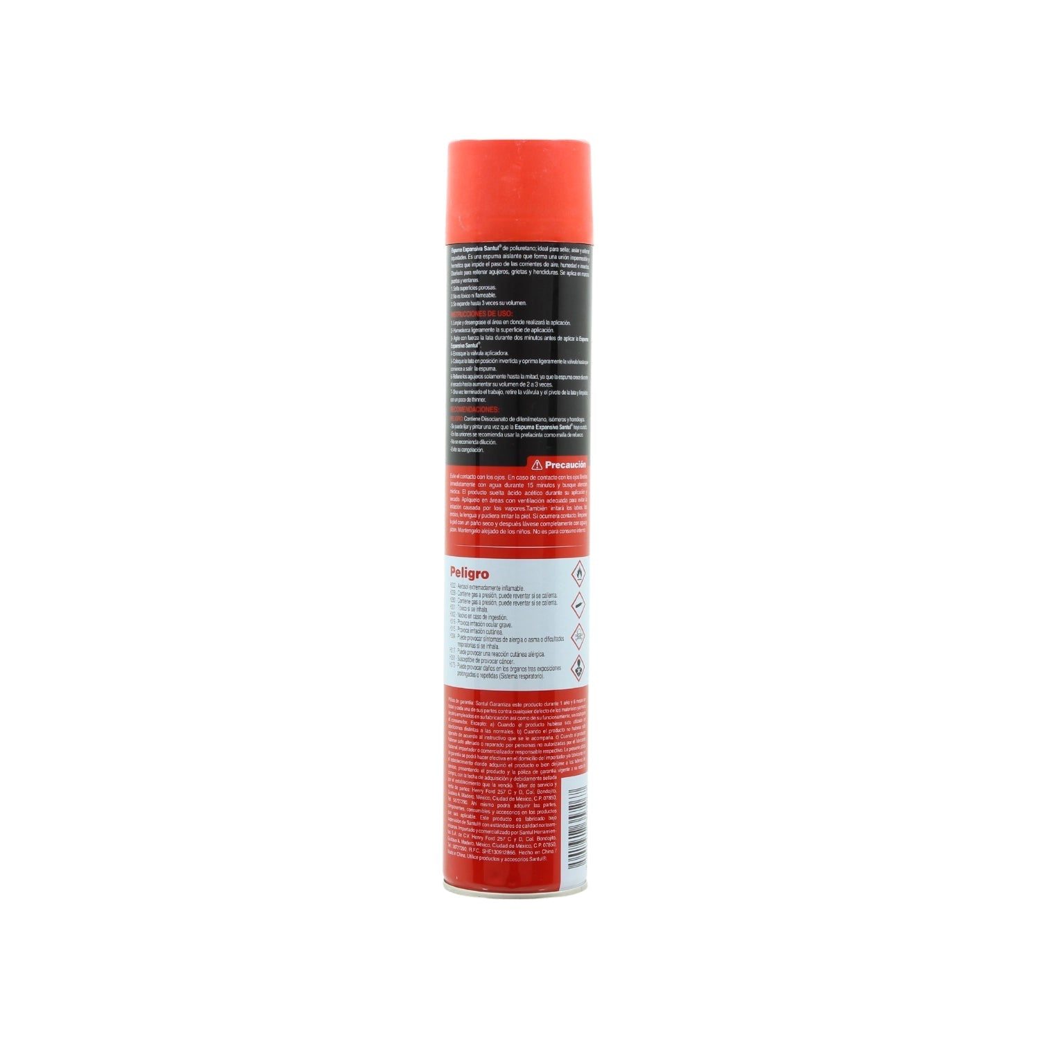 Bote rojo de espuma expansiva de poliuretano Santul 750ml para sellado y aislamiento en construcción