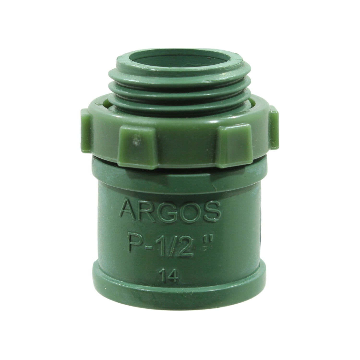 Conector conduit PVC ARGOS pesado verde 1/2 pulgada, roscable para instalación eléctrica.