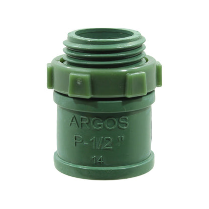 Conector conduit PVC ARGOS pesado verde 1/2 pulgada, roscable para instalación eléctrica.