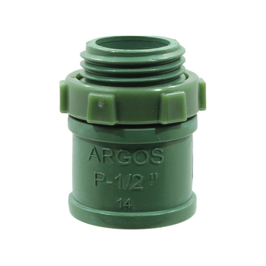 Conector conduit PVC ARGOS pesado verde 1/2 pulgada, roscable para instalación eléctrica.