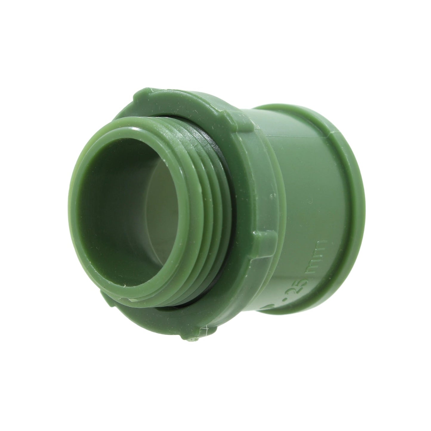 Conector conduit PVC verde de 25mm (1 pulgada) para instalaciones eléctricas