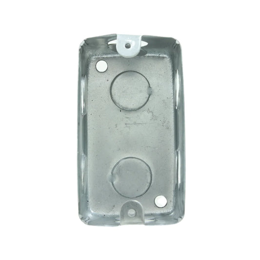 Fabricada de acero galvanizado.,Empotrable Entradas 1/2" (12.7 mm).,Medidas:38 mm x 101 mm x 50 mm,Para instalaciones eléctricas.,Uso con tuberías ligeras o pesadas.,Caja machuelada.