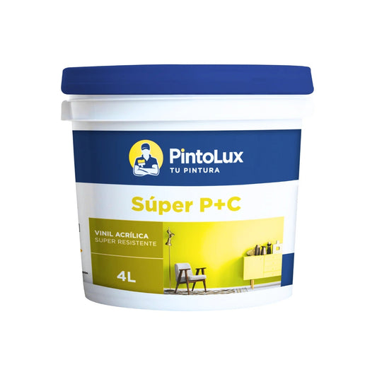 Pintura vinílica acrílica Pintolux amarillo medio 4L, súper resistente para interiores y paredes.