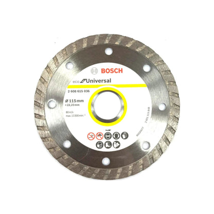 Disco de corte diamantado Bosch 115mm turbo para amoladora angular, multiusos en materiales de obra.