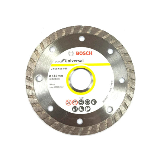 Disco de corte diamantado Bosch 115mm turbo para amoladora angular, multiusos en materiales de obra.
