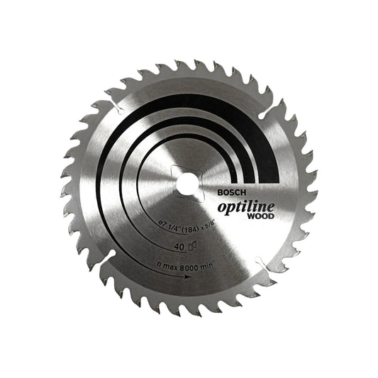 Disco sierra circular Bosch Optiline para madera, 7 1/4 pulgadas, 40 dientes, uso profesional.