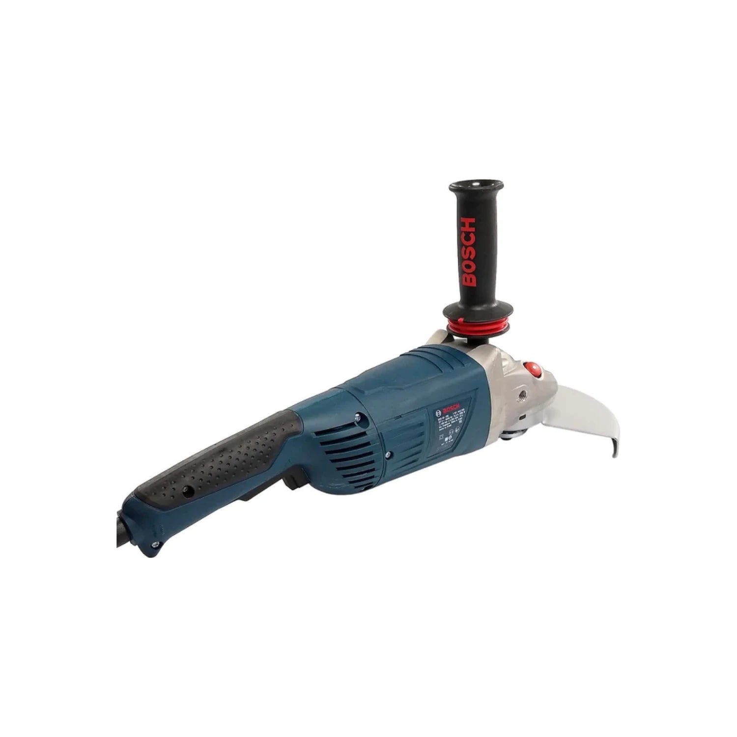 Esmeriladora angular Bosch azul y negra 9 pulgadas con guarda y mango auxiliar para corte y desbaste