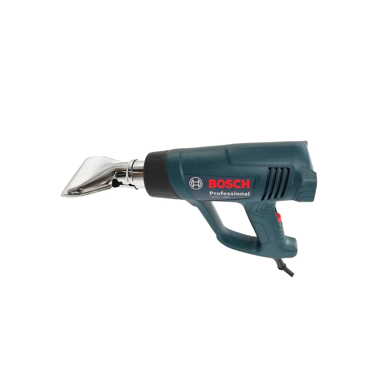 Pistola de calor Bosch Professional GHG 180 verde oscuro con boquilla plana para decapar pintura y termoencogido.