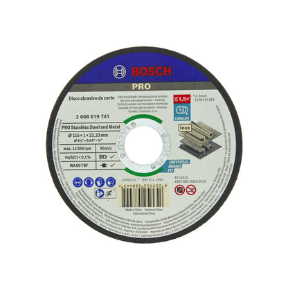 Disco de corte Bosch PRO para acero inoxidable y metal 115x1x22.23mm para esmeril angular