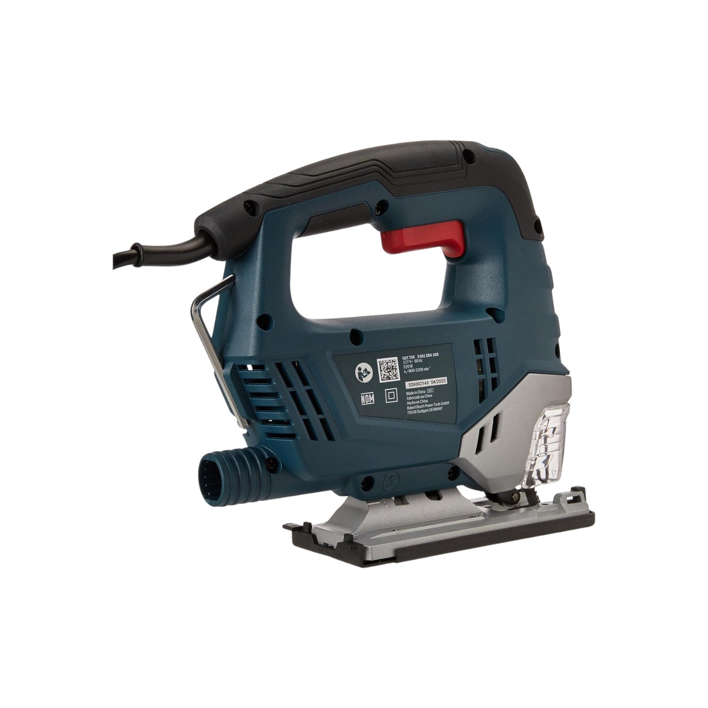 Sierra caladora Bosch GST 750 azul de 520W con mango ergonómico y puerto de extracción de polvo para corte preciso