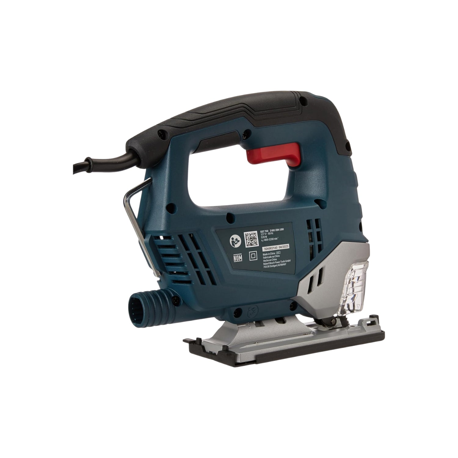 Sierra caladora Bosch GST 750 azul de 520W con mango ergonómico y puerto de extracción de polvo para corte preciso