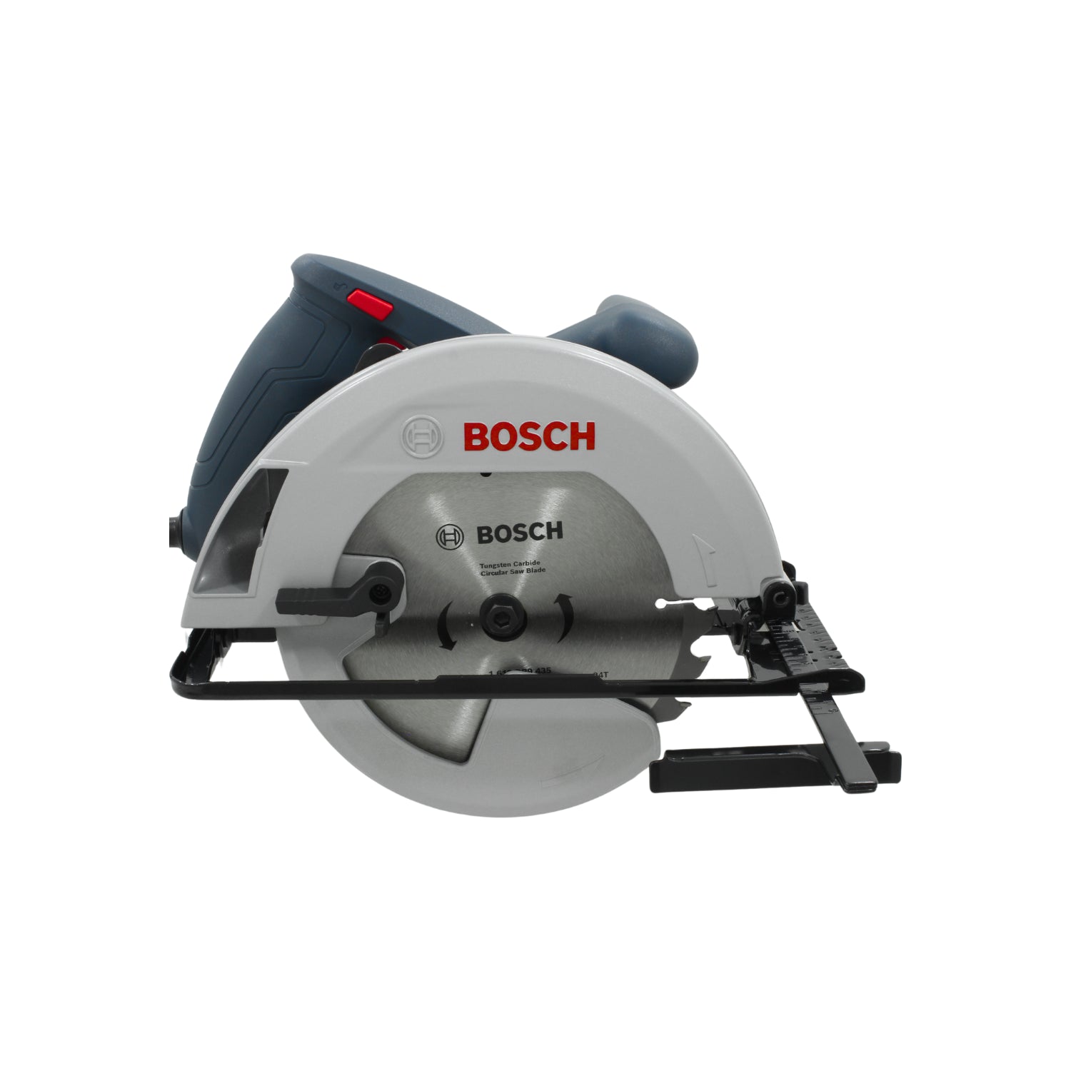Sierra circular Bosch gris y azul con disco de corte para madera; herramienta eléctrica de mano profesional