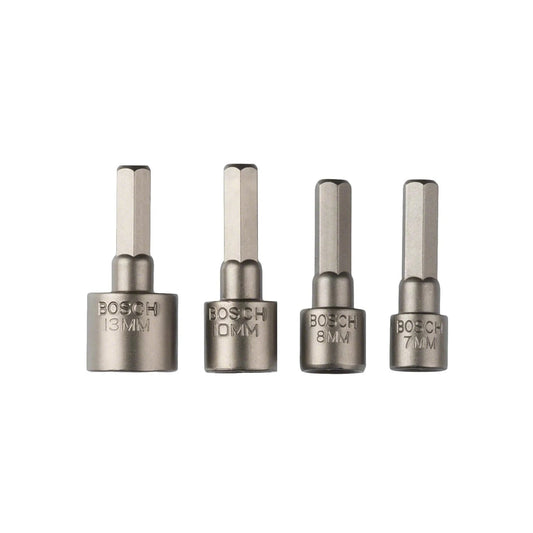 Juego de 4 puntas de dado hexagonal Bosch 13mm, 10mm, 8mm, 7mm para atornillador