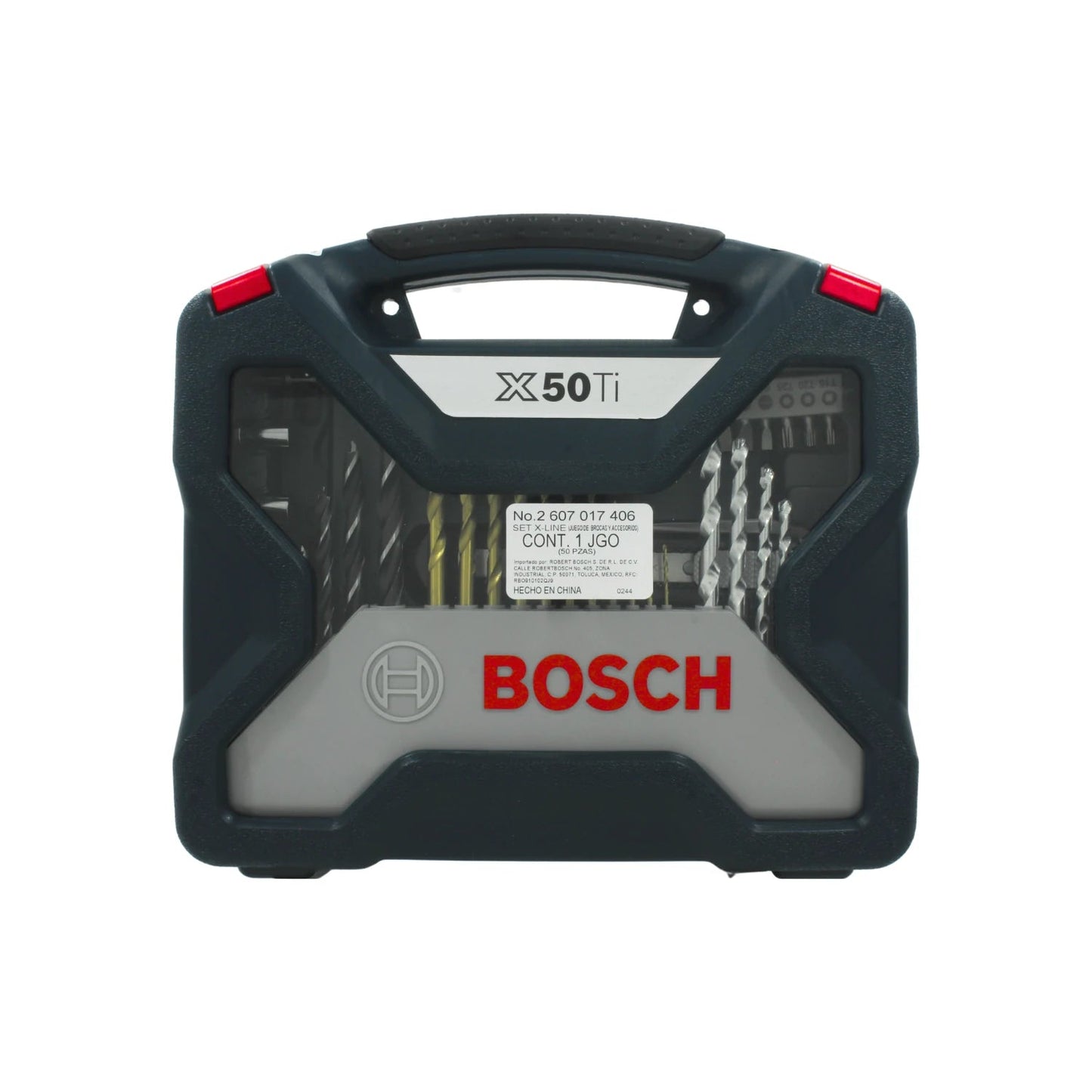 Juego de brocas y puntas Bosch X50Ti 50 piezas en maletín resistente para taladro y atornillado