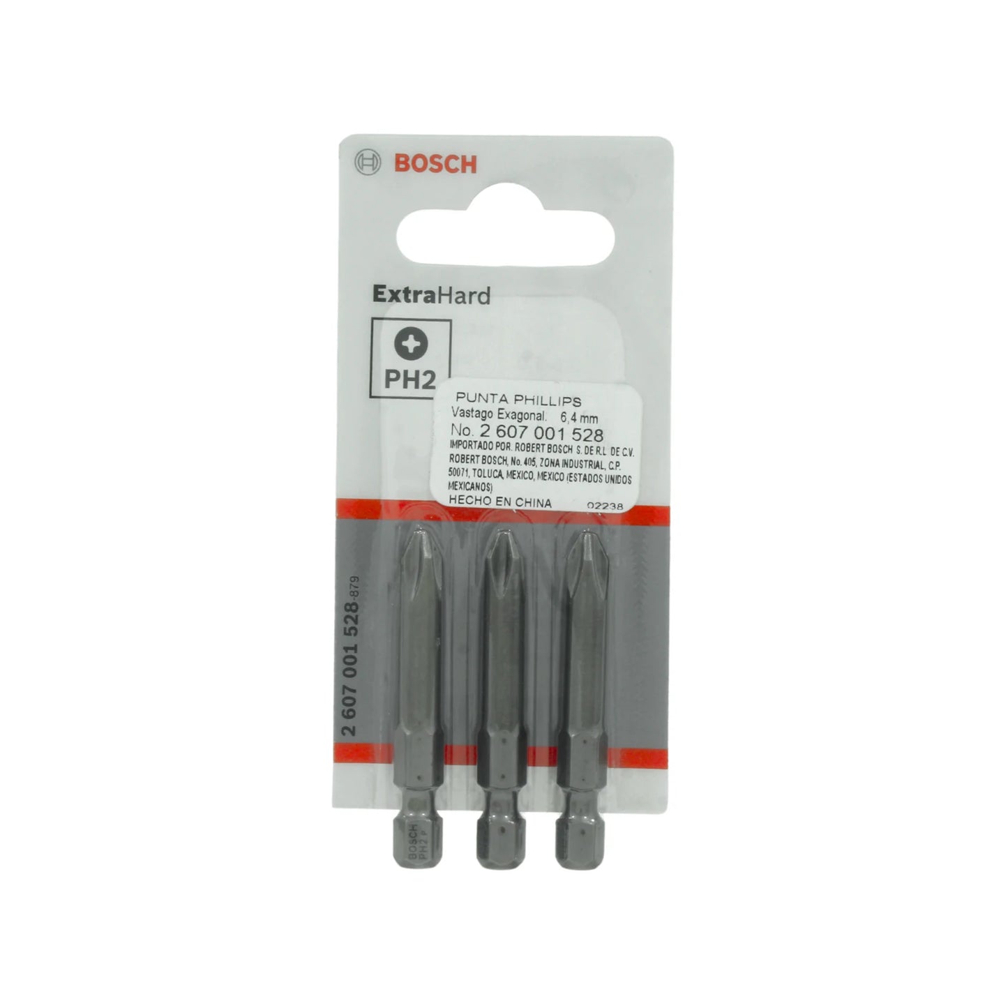 Juego de puntas 3 piezas 49 mm PH2 Bosch 2607001528