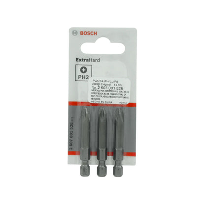 Juego de puntas 3 piezas 49 mm PH2 Bosch 2607001528