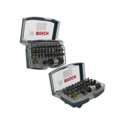 Juego de puntas Bosch para atornillar con extensor magnético en estuche de plástico compacto 32 piezas.