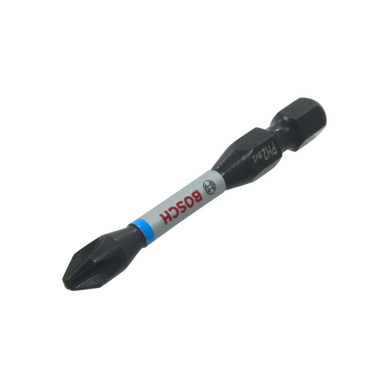 Punta de atornillador Phillips PH2 doble Bosch, negra con banda gris y anillo azul