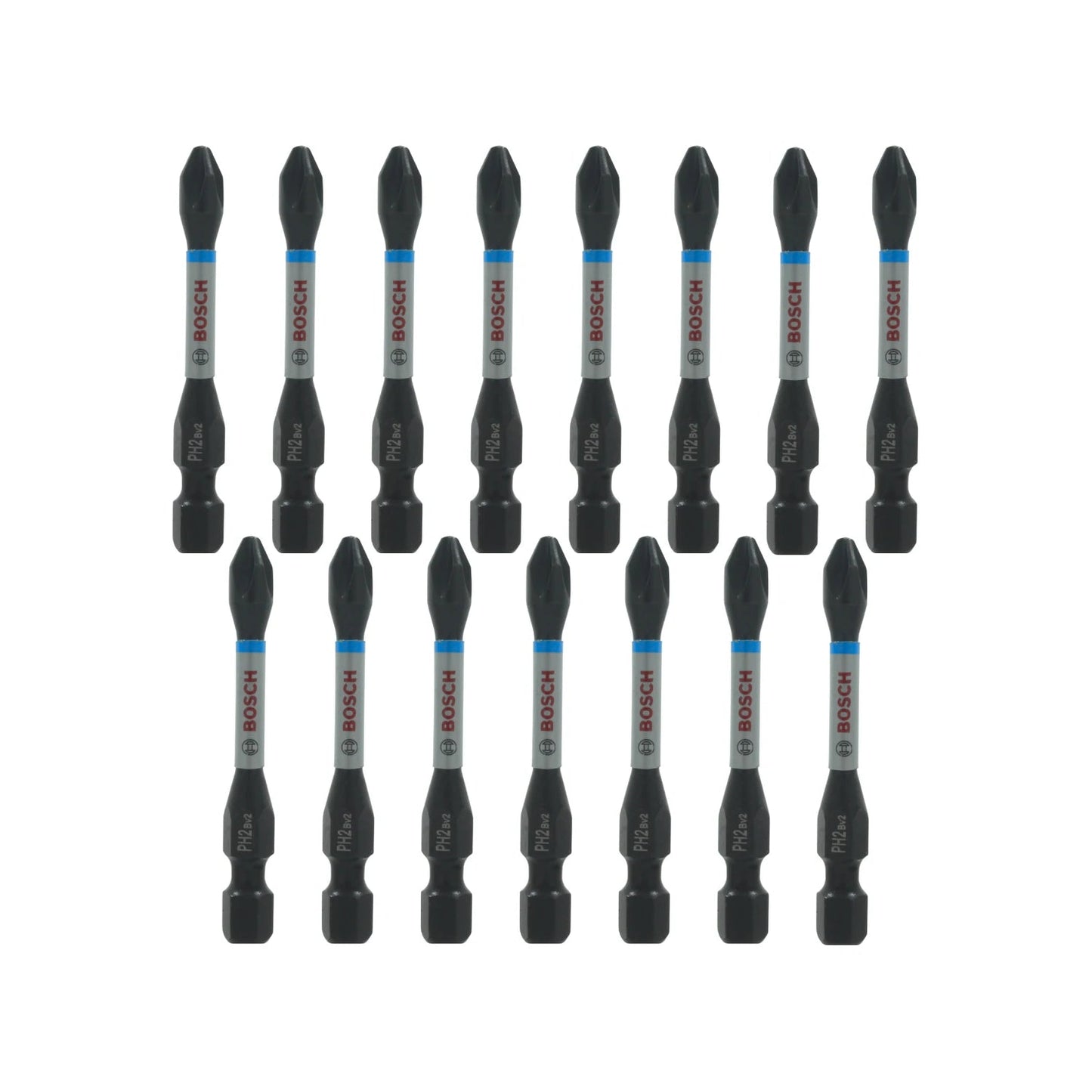Juego 15 puntas atornillador Bosch PH2 doble punta negras/grises para tornillos Phillips