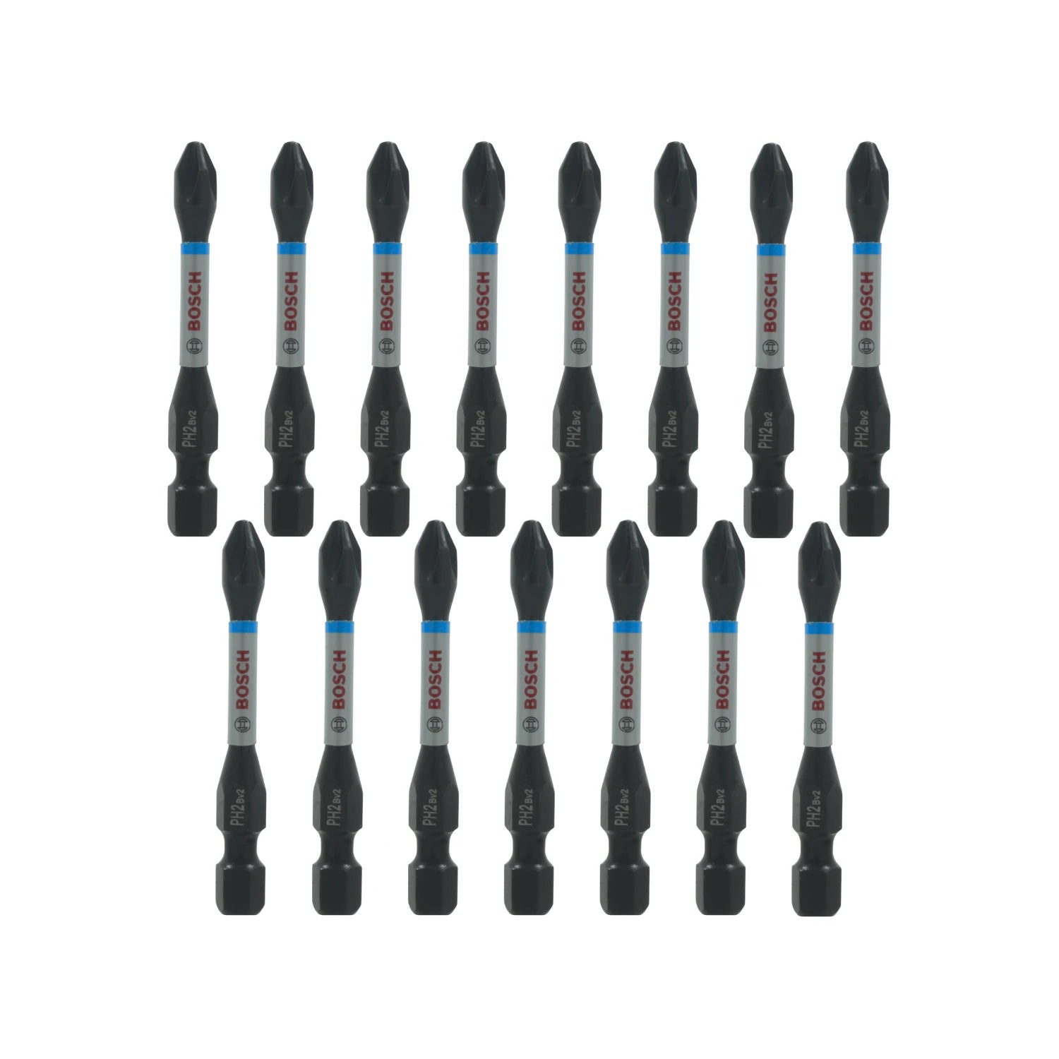 Juego 15 puntas atornillador Bosch PH2 doble punta negras/grises para tornillos Phillips