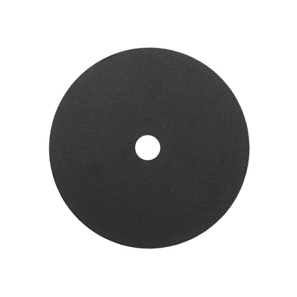 Disco de corte abrasivo negro para metal circular compatible con amoladora o herramienta rotativa.