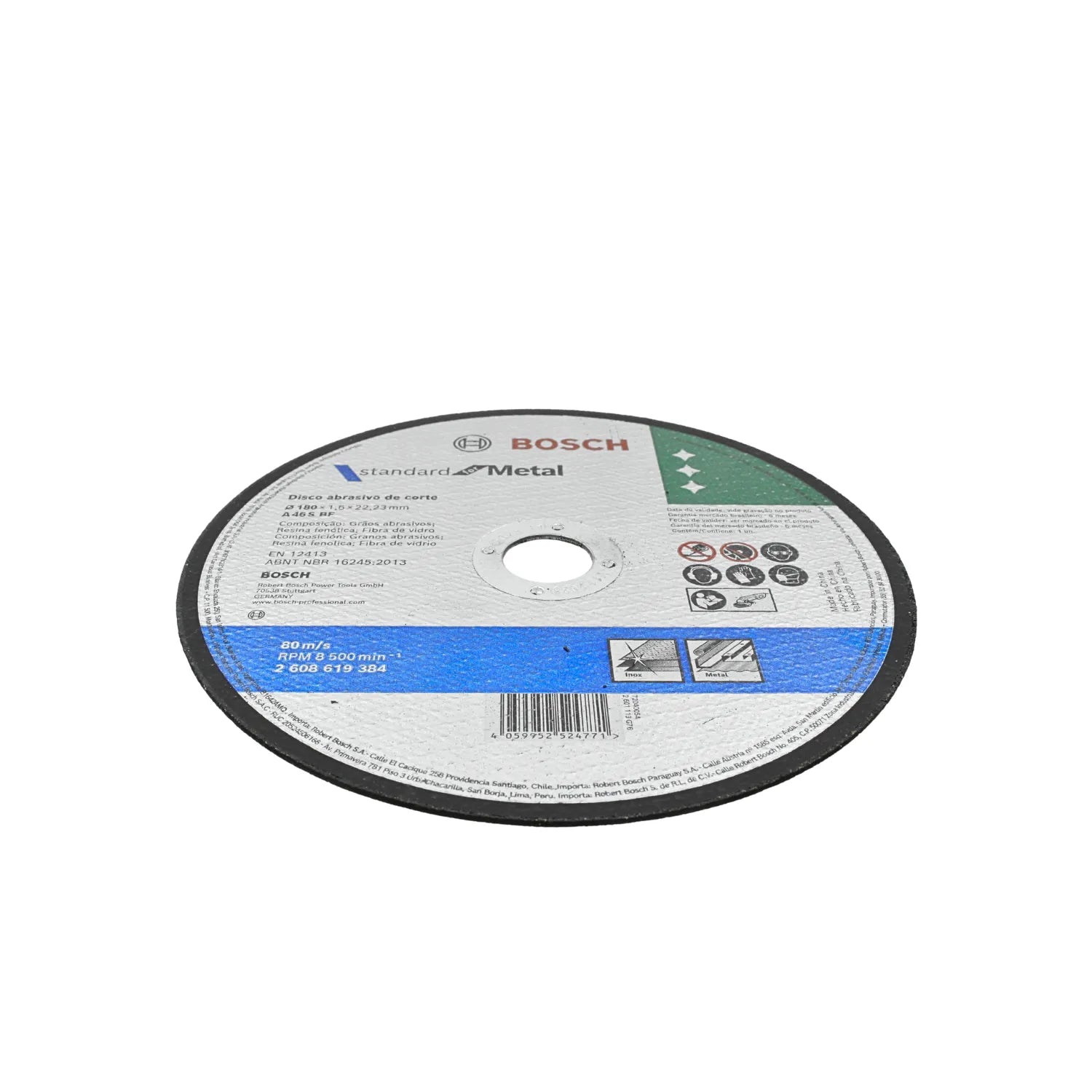 Disco de corte abrasivo Bosch Standard for Metal 180x1,6x22,23mm para metal e inoxidable