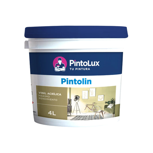 Pintura vinílica acrílica blanco perla Pintolux Pintolin 4L para interiores, máximo rendimiento