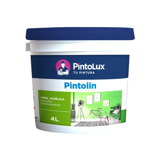 Pintura vinílica acrílica Pintolux Pintolin 4L de máximo rendimiento para interiores.