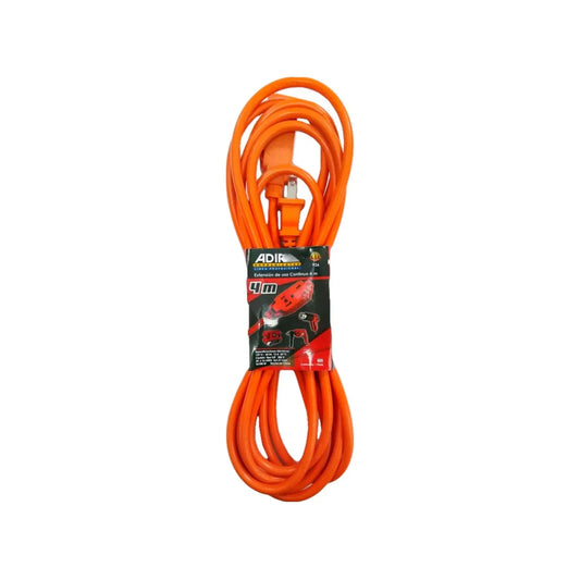 Cable calibre 16 AWG,No conectar más de 1650 W,Extensión de 4 metros.,Extensión de uso rudo naranja.