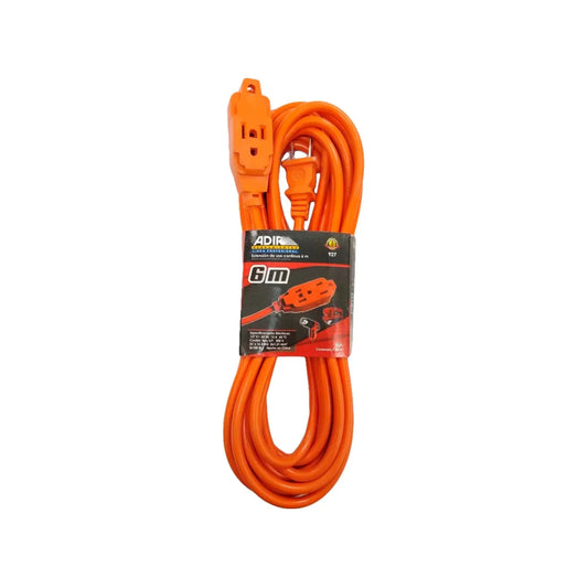 Cable calibre 16 AWG,No conectar más de 1650 W,Extensión de 6 metros.,Extensión de uso rudo naranja.