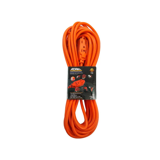 Cable calibre 16 AWG,No conectar más de 1650 W,Extensión de 8 metros.,Extensión de uso rudo naranja.