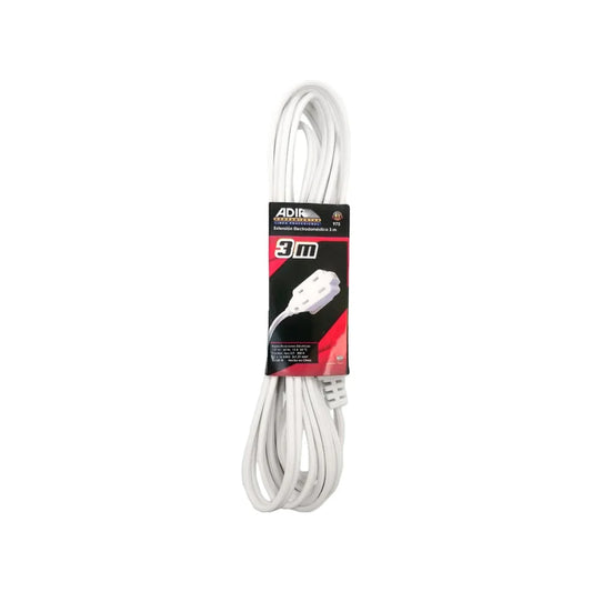 Cable calibre 16 AWG,Cordón tipo sjt.,Extensión de 3 metros.,Extensión electrodoméstica color blanca.