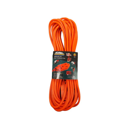 Cable calibre 16 AWG,No conectar más de 1650 W,Extensión de 12 metros.,Extensión de uso rudo naranja.
