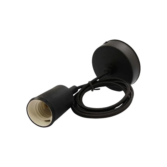 Cable de 1 m de largo color negro.,Luminario incandescente de techo.,Para uso interior suspendido.,Base E27