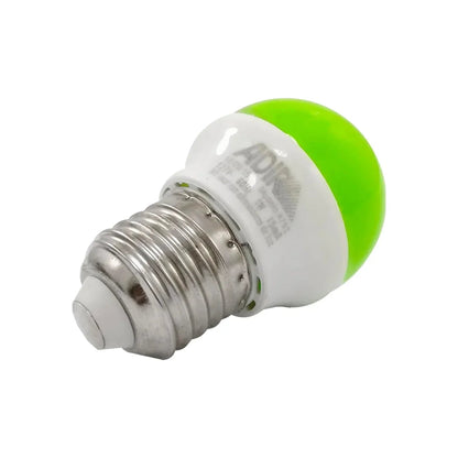 Foco LED Adir verde 1W con rosca E27, bombilla de bajo consumo ideal para iluminación decorativa o señalización.