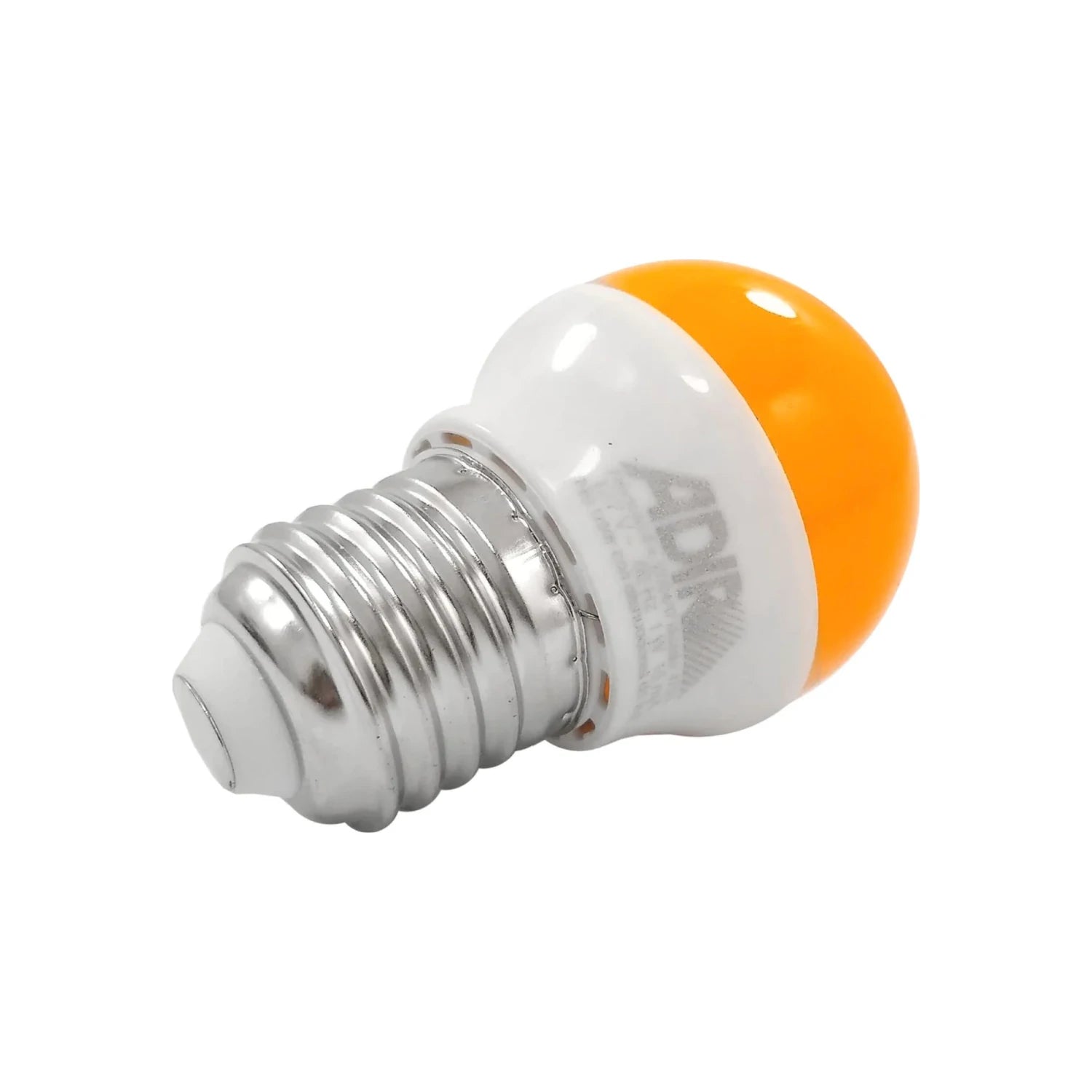 Foco LED 1W naranja Adir, rosca E27, ideal para iluminación decorativa de bajo consumo.