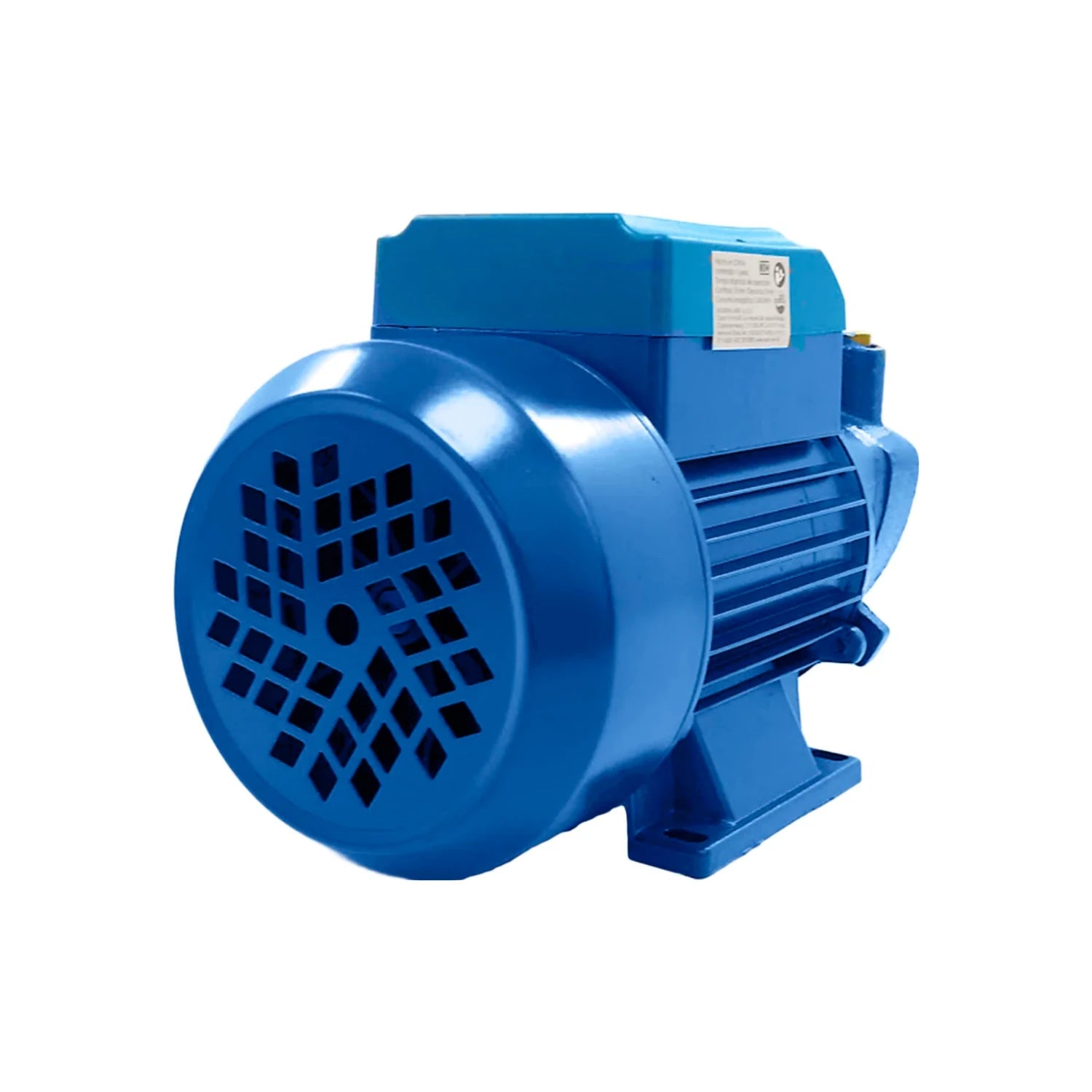 Motor eléctrico azul de 1/2 HP para bomba periférica con ventilación frontal