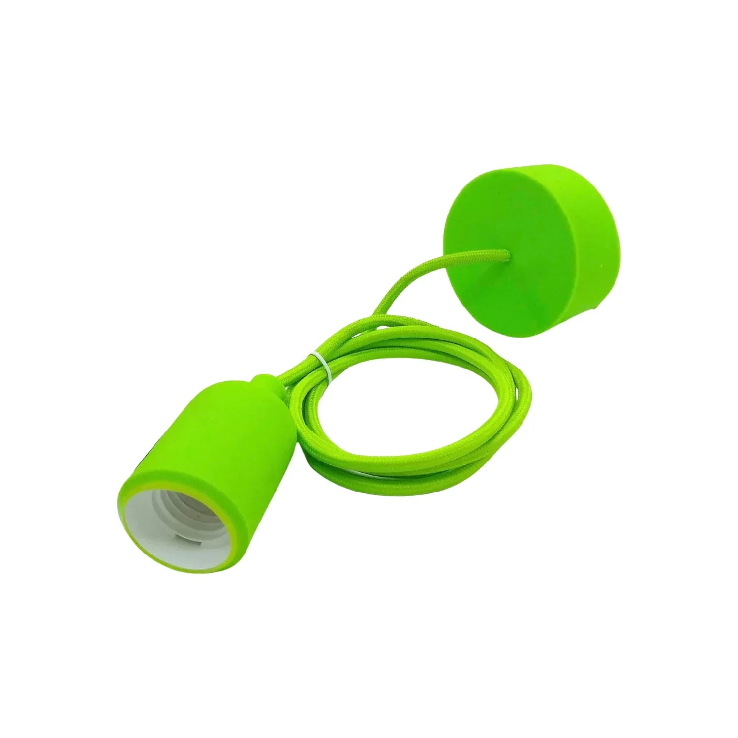 Cable de 1 m de largo color verde.,Luminario incandescente de techo.,Para uso interior suspendido.,Base E27
