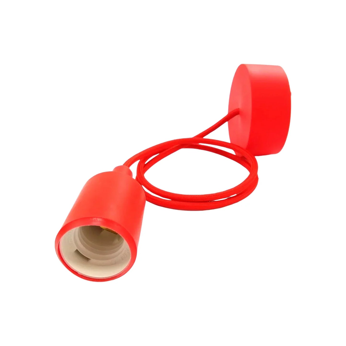 Cable de 1 m de largo color rojo.,Luminario incandescente de techo.,Para uso interior suspendido.,Base E27