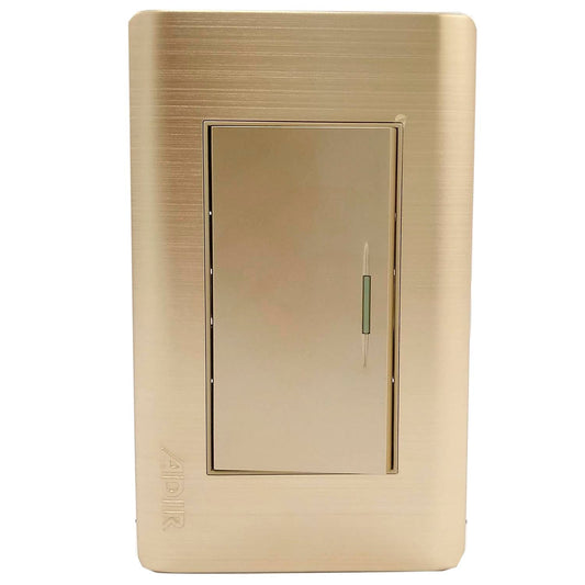 Fabricada de aluminio,Placa un apagador sencillo.,127 V- 10 A â€“ 60 Hz,FÃ¡cil instalaciÃ³n.,LÃ­nea Venecia Rose Gold Florence.,Con reflejante.