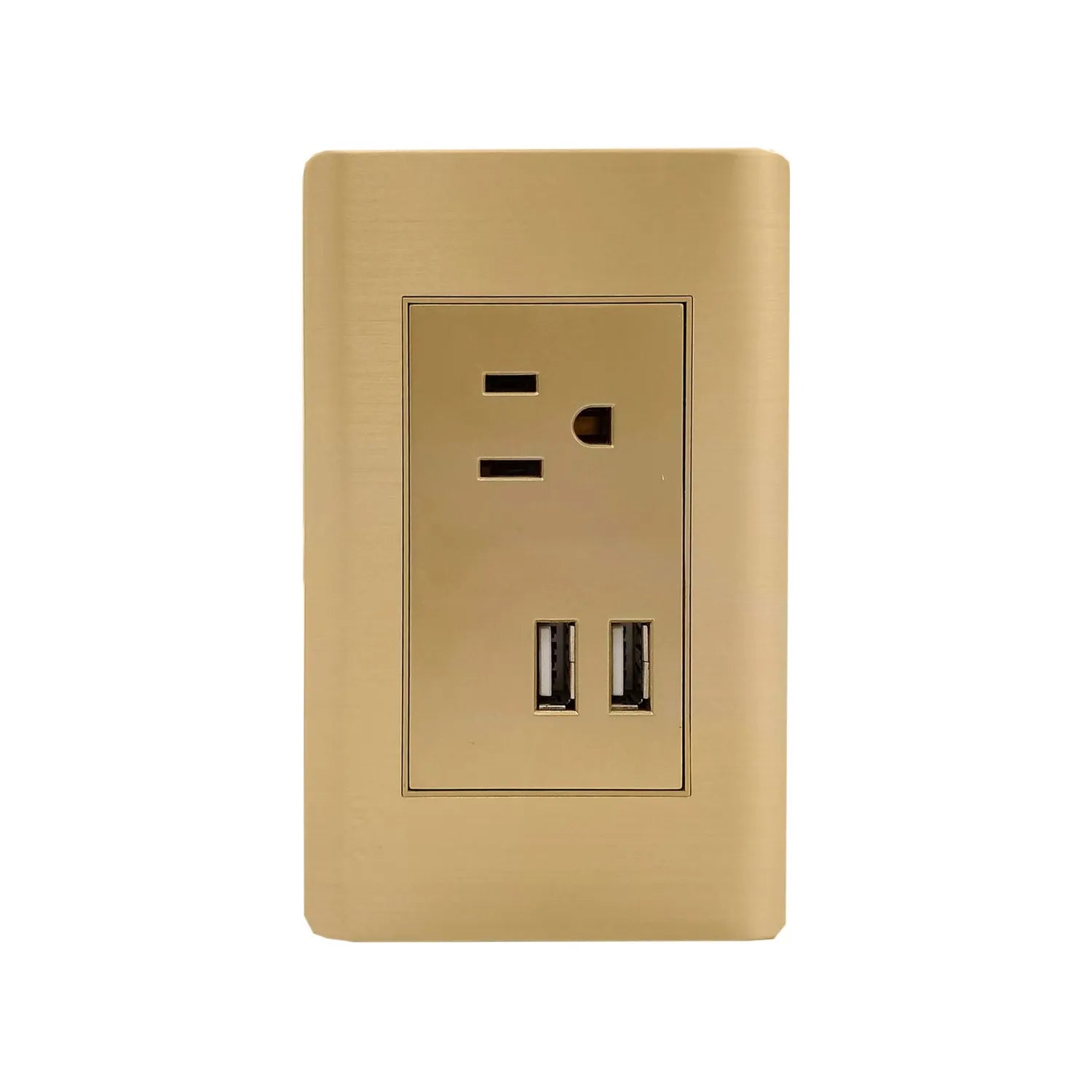 Placa de pared decorativa color rose gold con 1 toma de corriente y 2 puertos cargador USB para hogar