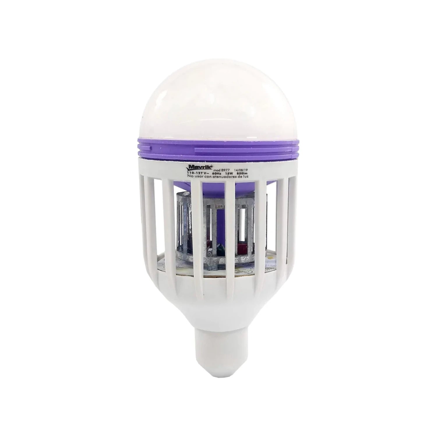 Foco LED Mavrik 15W blanco con aro morado, mata insectos eléctrico para mosquitos y plagas del hogar