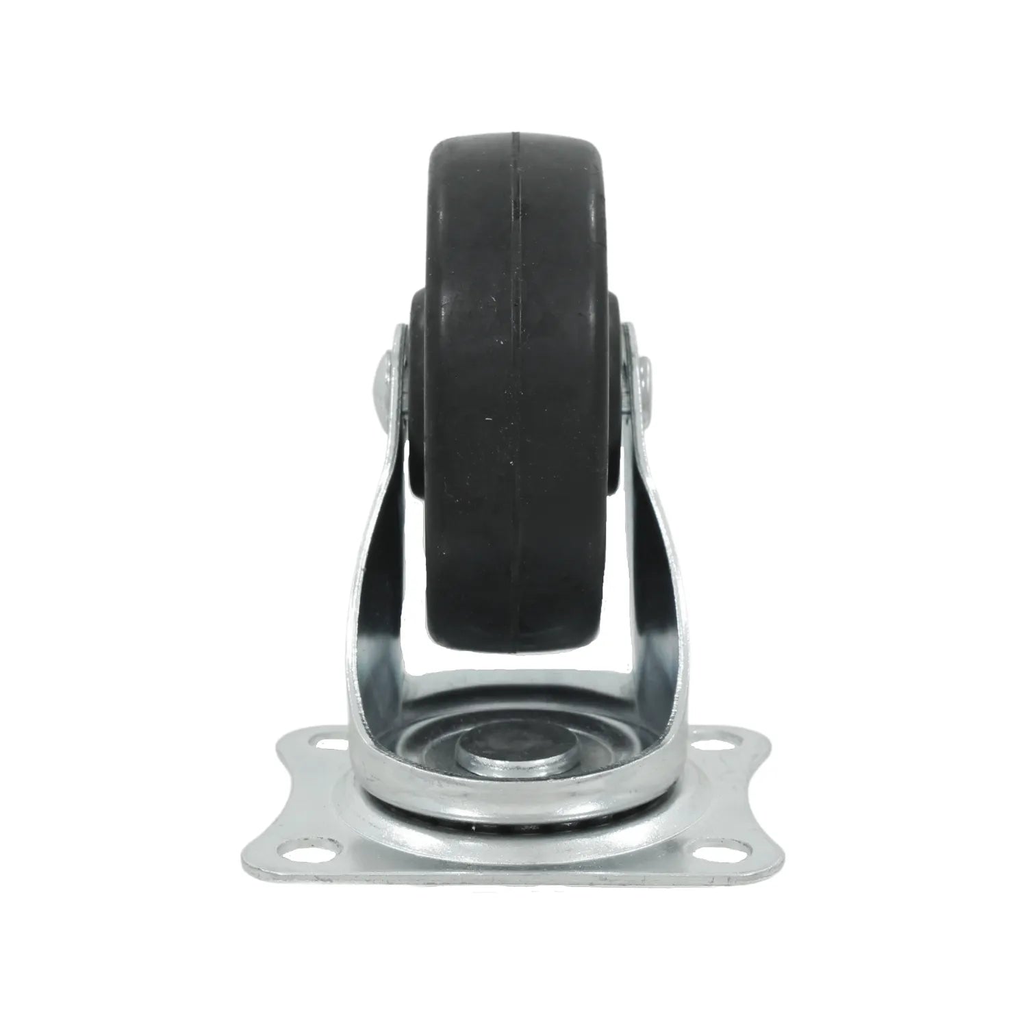 Rodaja giratoria de placa para muebles, rueda negra de hule 3 pulgadas con soporte metálico cromado.