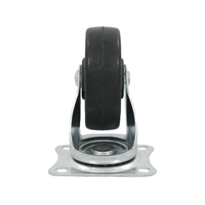 Rodaja giratoria de placa para muebles, rueda negra de hule 3 pulgadas con soporte metálico cromado.