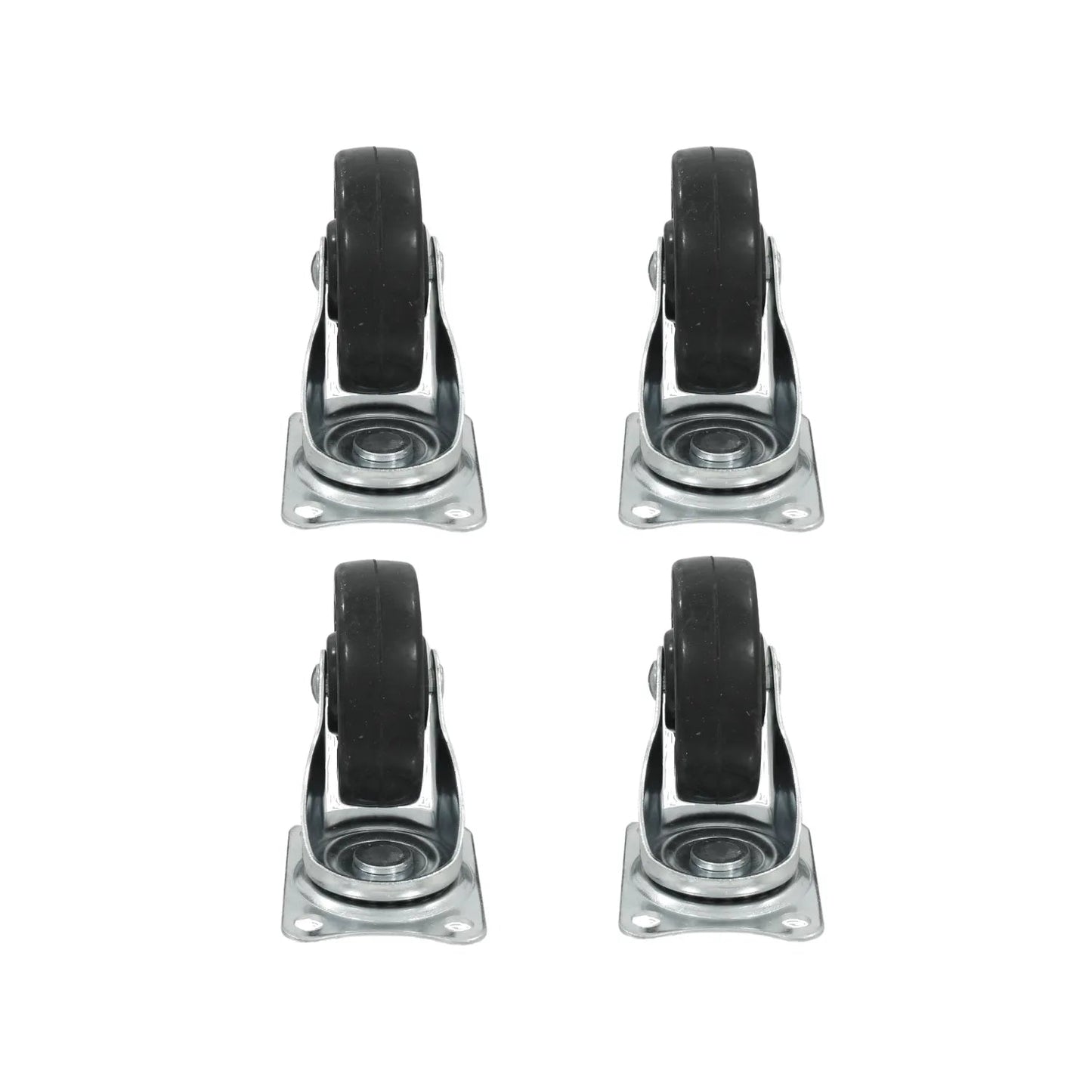 Juego de 4 rodajas giratorias de 3 pulgadas, rueda de caucho negro, base de metal resistente para carros y muebles.